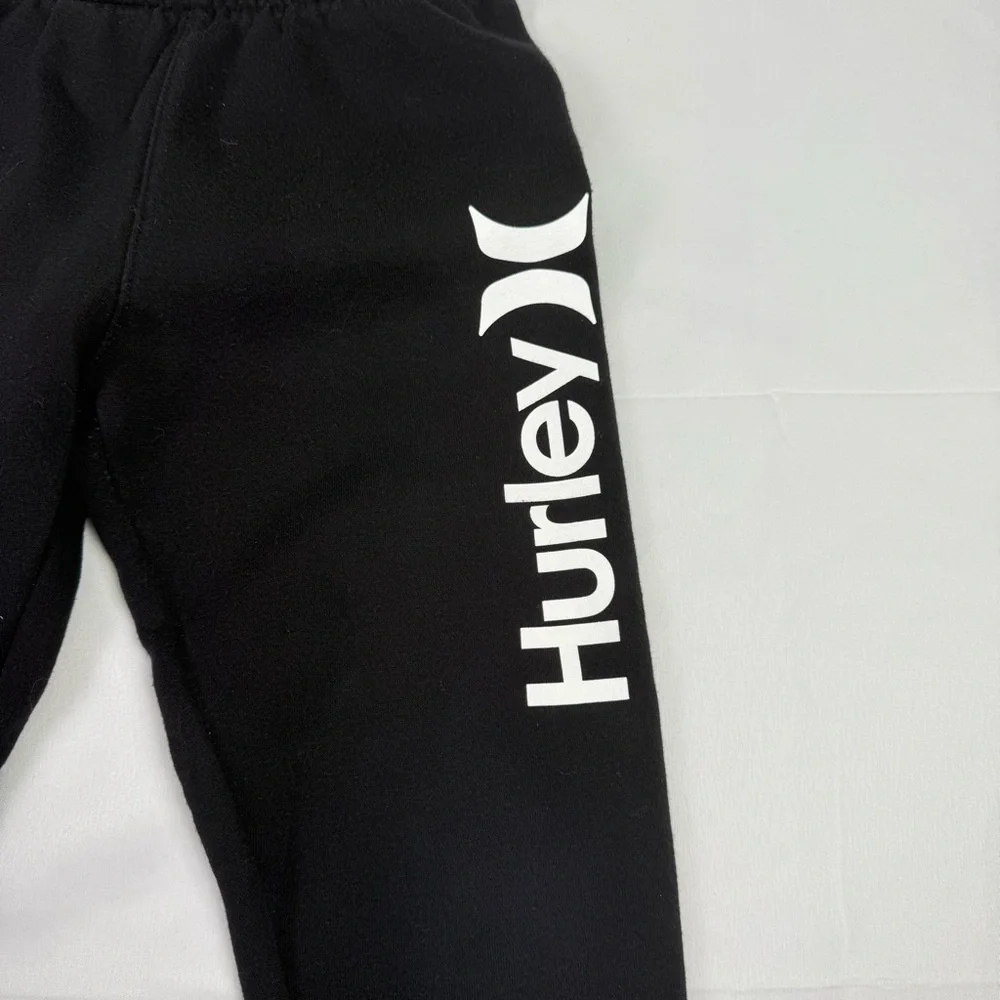 Hurley Kids Black Fleece Sweatpants with white Logo Boys Size 6 - Picture 4 of 6